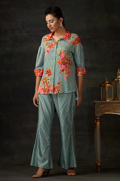 Floral Printed Shirt With Printed Trouser