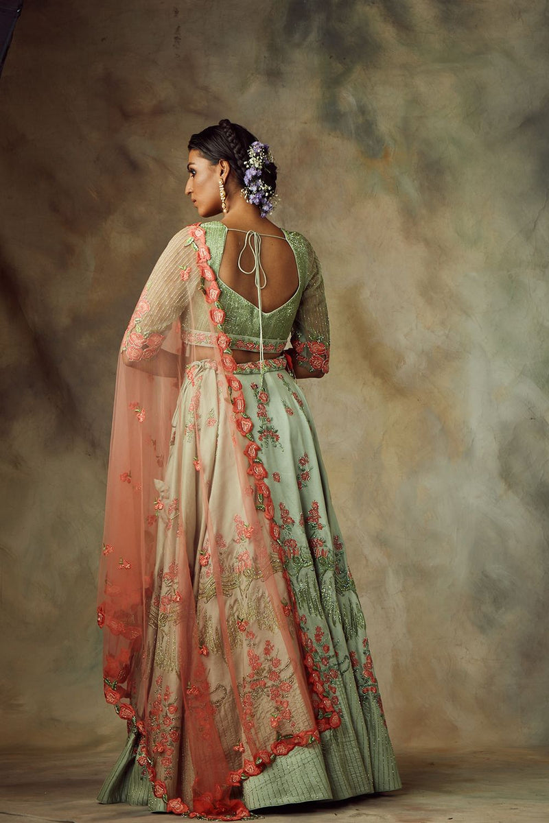 Mint Green Lehenga with Dupatta and Blouse