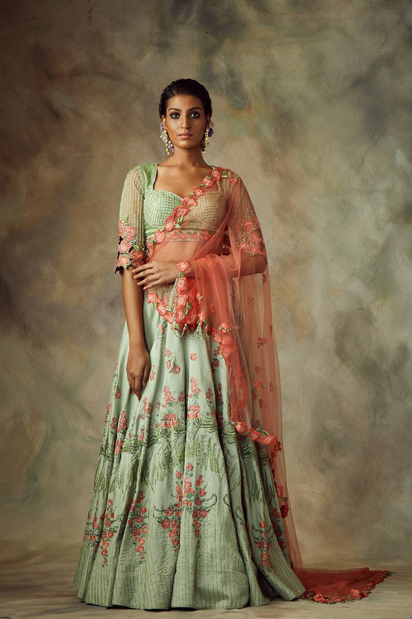 Mint Green Lehenga with Dupatta and Blouse