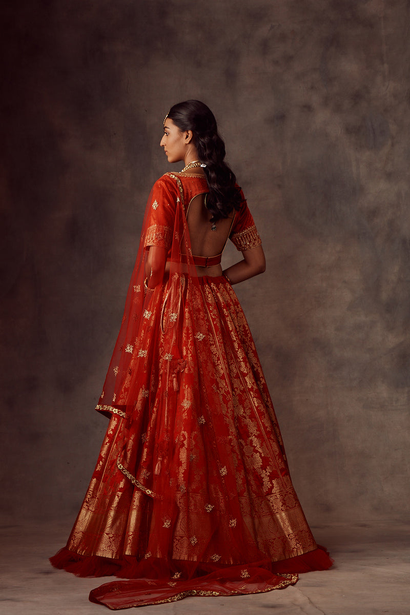 Women's Red Net Sequins, Mirror And Thread Embroidery Lehenga Choli &  Dupatta - Royal Dwells | Lehenga, Lehenga choli, Net lehenga